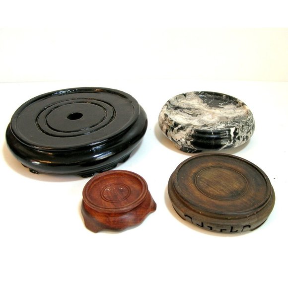 Unbranded Other - Oriental Pedestal Stand Collection, Wood and Stone